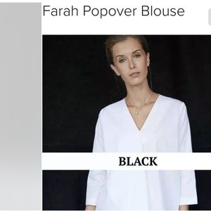 HARSHMAN Anthropologie Farah Popover Blouse Shirt Top Black Asymmetrical VNeck